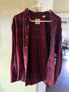 RedHead Red and Black Plaid Button-Down Flannel Shirt